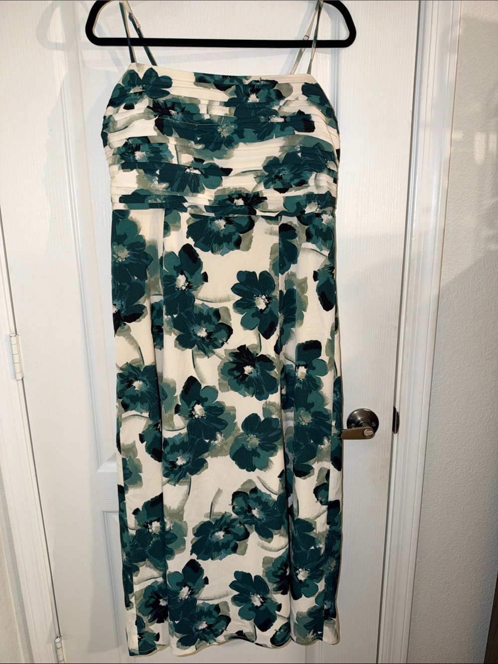 Abercrombie & Fitch Teal Floral Strapless Maxi Dress